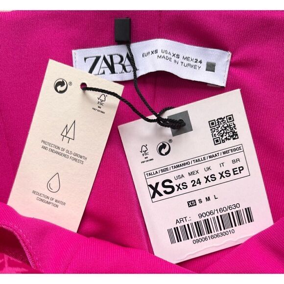 NWT Zara Satin Effect Floral Jacquard Keyhole Halter Top in Fuchsia - Picture 13 of 16